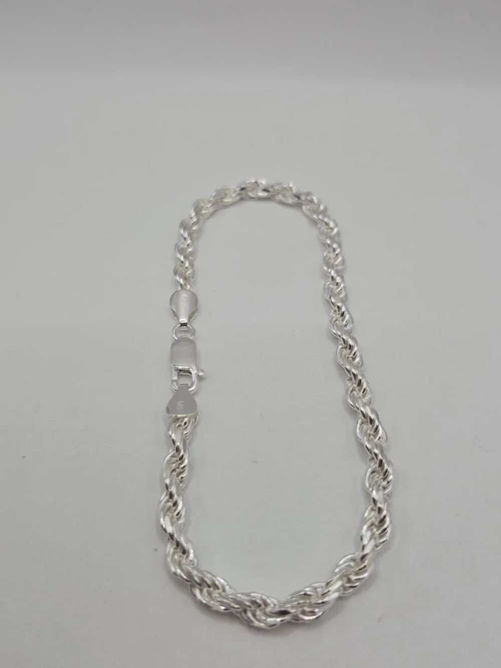 Sterling Silver 925 High Polished Diamond Cut Rope Bracelet 8 inches 5mm